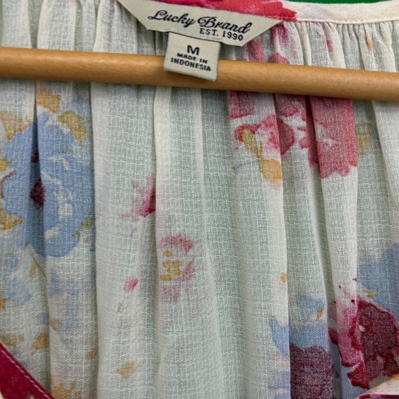 Lucky Brand White Cream Long Sleeve Blouse with Tie Front - Picture 3 of 4